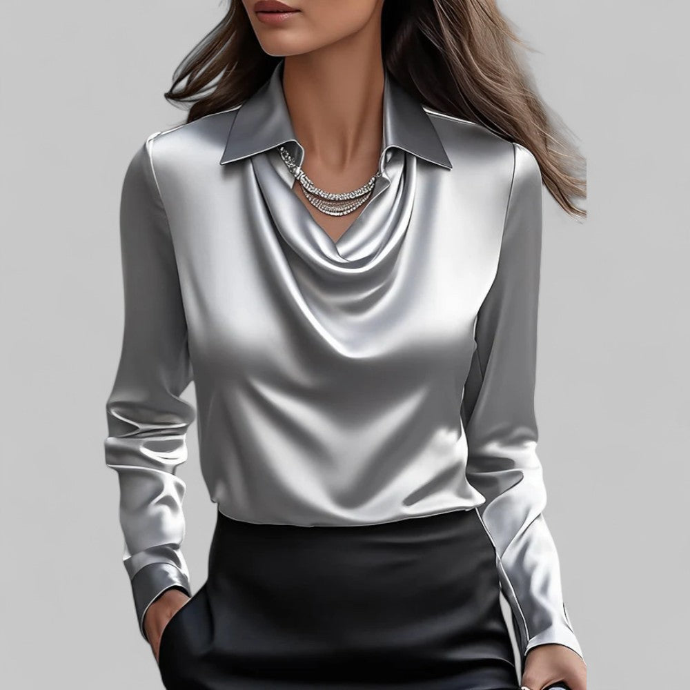 Theresa | Elegantna veesangaga saten bluz za žene