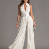 Zakira | Plisirani Halter-Neck Širok Jumpsuit