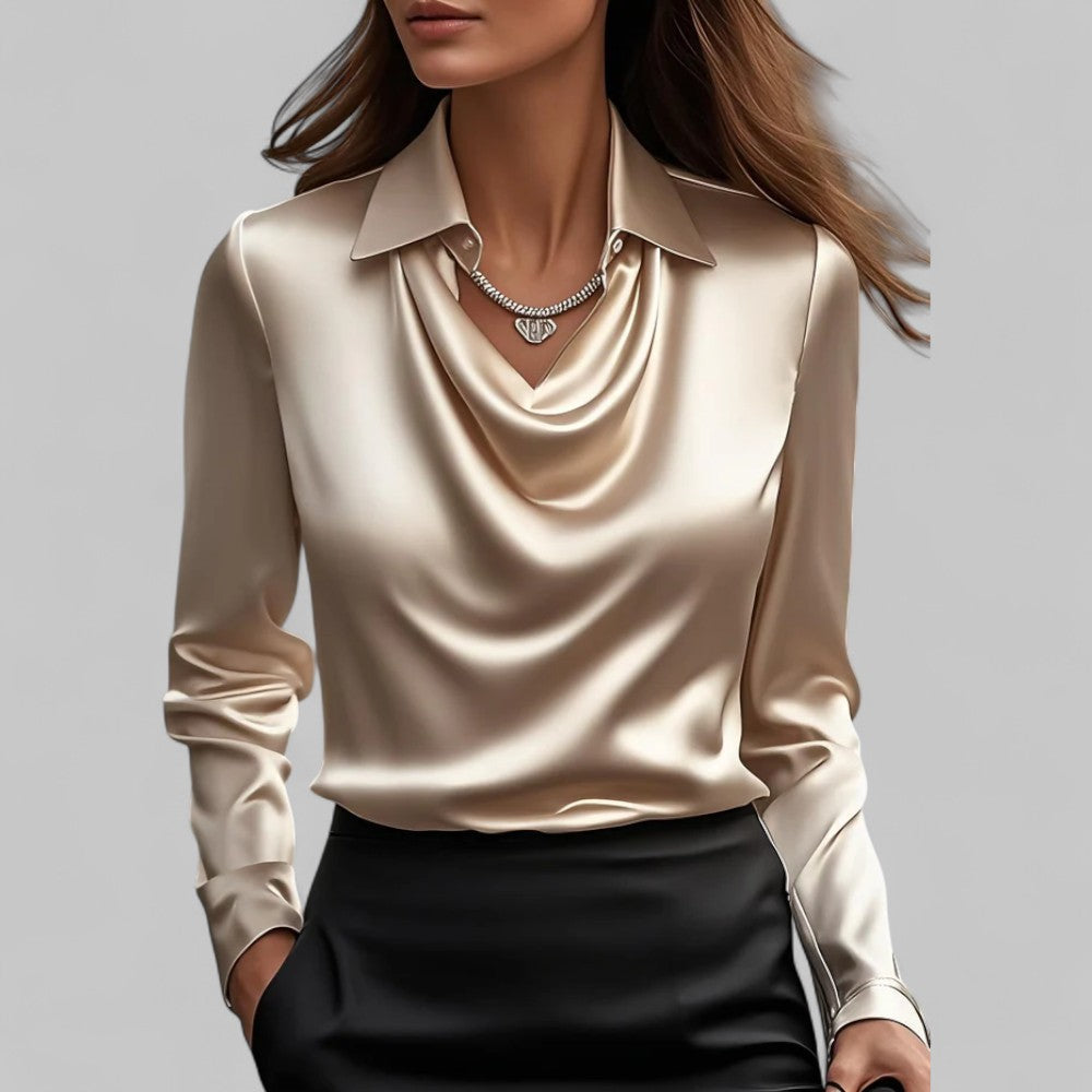 Theresa | Elegantna veesangaga saten bluz za žene