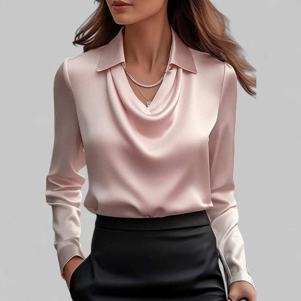 Theresa | Elegantna veesangaga saten bluz za žene