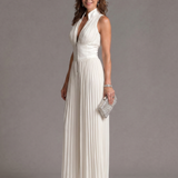 Zakira | Plisirani Halter-Neck Širok Jumpsuit