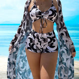 Gabriela™ | Komplet bikinija od 3 dela sa printom