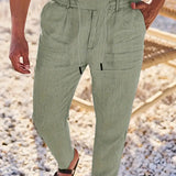 Nichols | Lanene Pantalone sa Konopcem