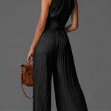 Zakira | Plisirani Halter-Neck Širok Jumpsuit