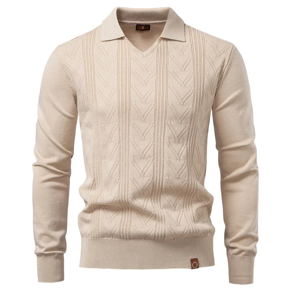 AB™ | Pletena Luksuzna Polo Majica sa V-Izrezom