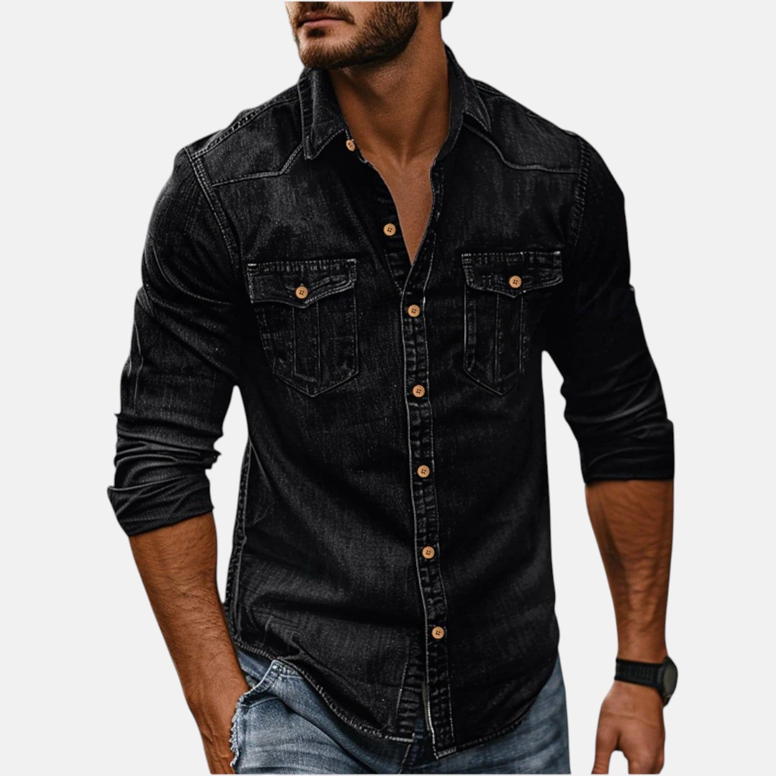 Višenamenska i moderna muška denim košulja