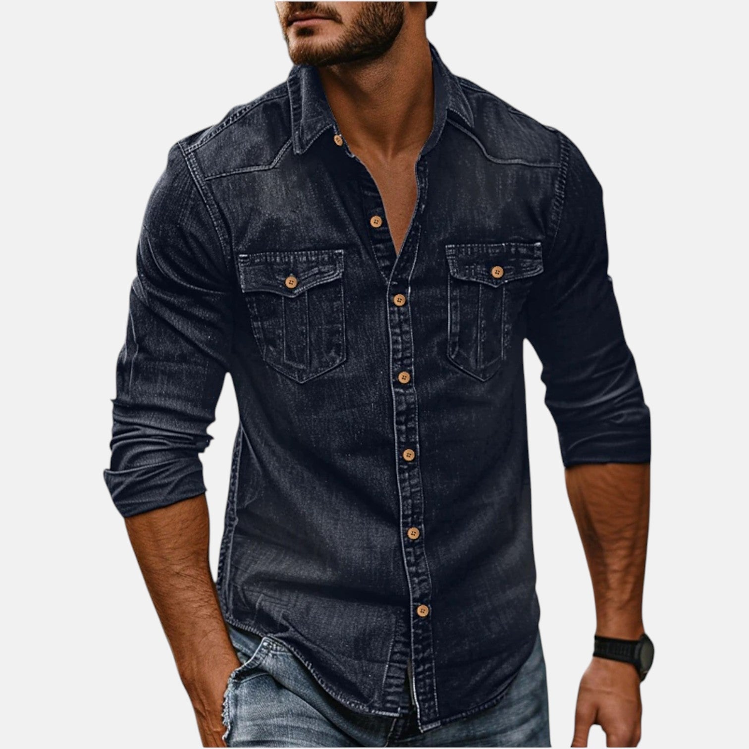 Višenamenska i moderna muška denim košulja