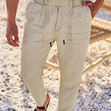 Nichols | Lanene Pantalone sa Konopcem