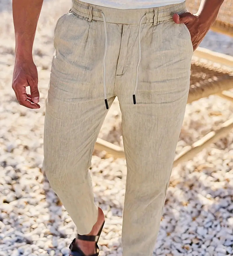 Nichols | Lanene Pantalone sa Konopcem