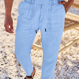 Nichols | Lanene Pantalone sa Konopcem