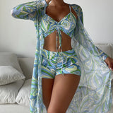 Gabriela™ | Komplet bikinija od 3 dela sa printom