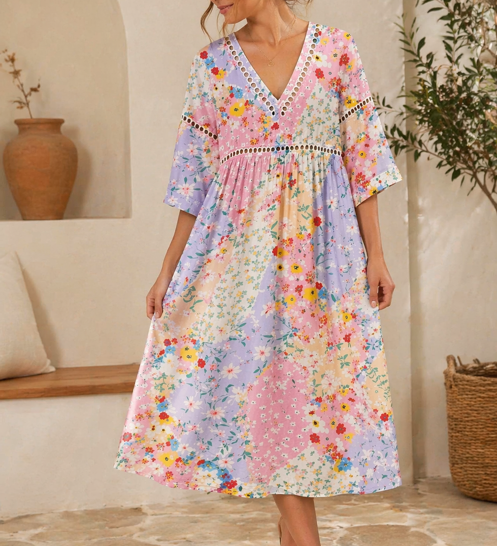 Clara Waverly | Cvetna patchwork haljina