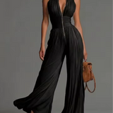 Zakira | Plisirani Halter-Neck Širok Jumpsuit